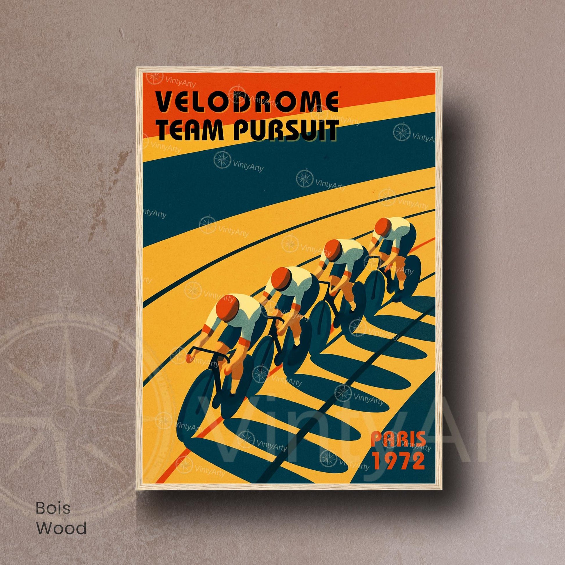 Affiche Cyclisme Vélodrome Paris 1972 | Poster Vintage Vélo | Illustration Sportive