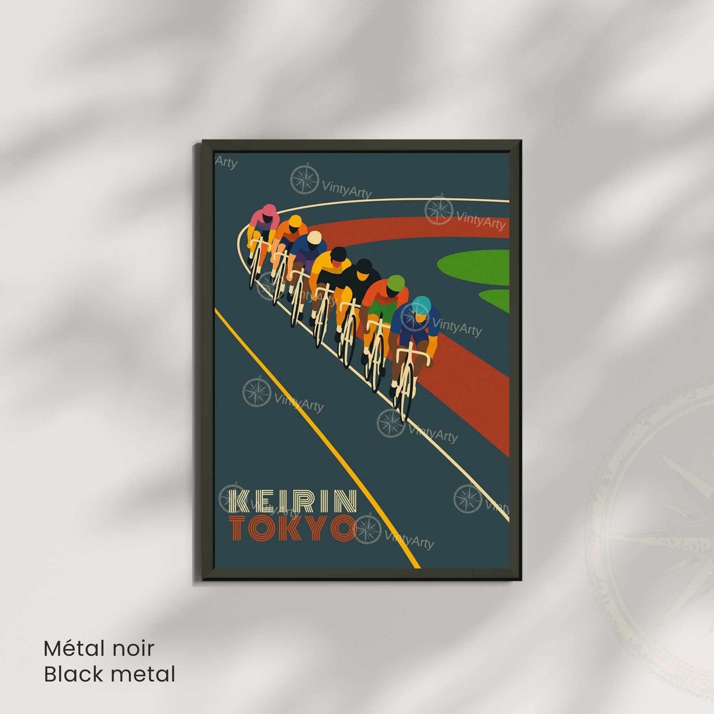 Affiche Cyclisme Keirin Tokyo | Poster Vintage Vélo | Illustration Rétro Piste