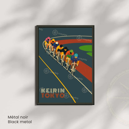 Affiche Cyclisme Keirin Tokyo | Poster Vintage Vélo | Illustration Rétro Piste