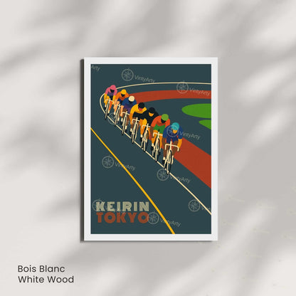 Affiche Cyclisme Keirin Tokyo | Poster Vintage Vélo | Illustration Rétro Piste