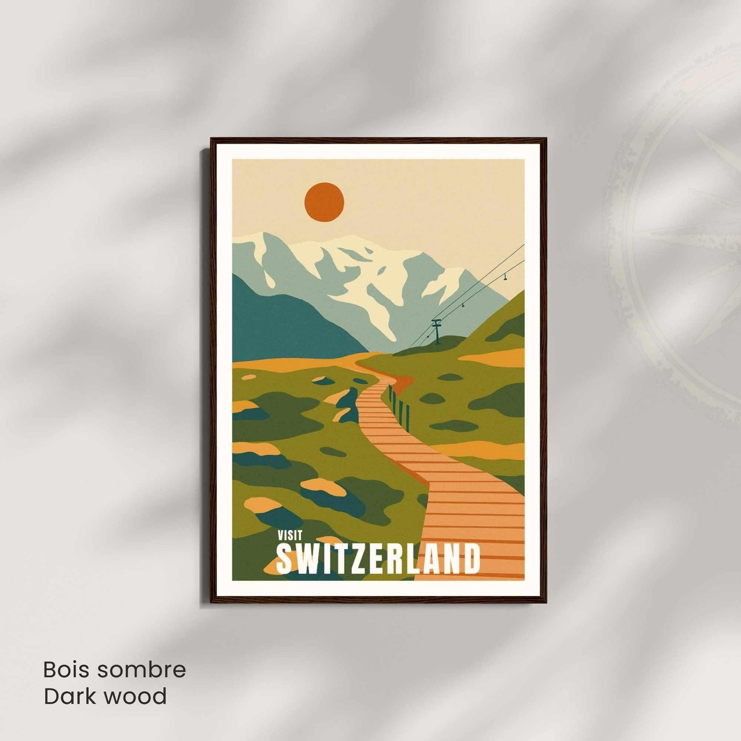 Affiche Suisse Montagnes | Poster Vintage Switzerland | Illustration Rétro Voyage