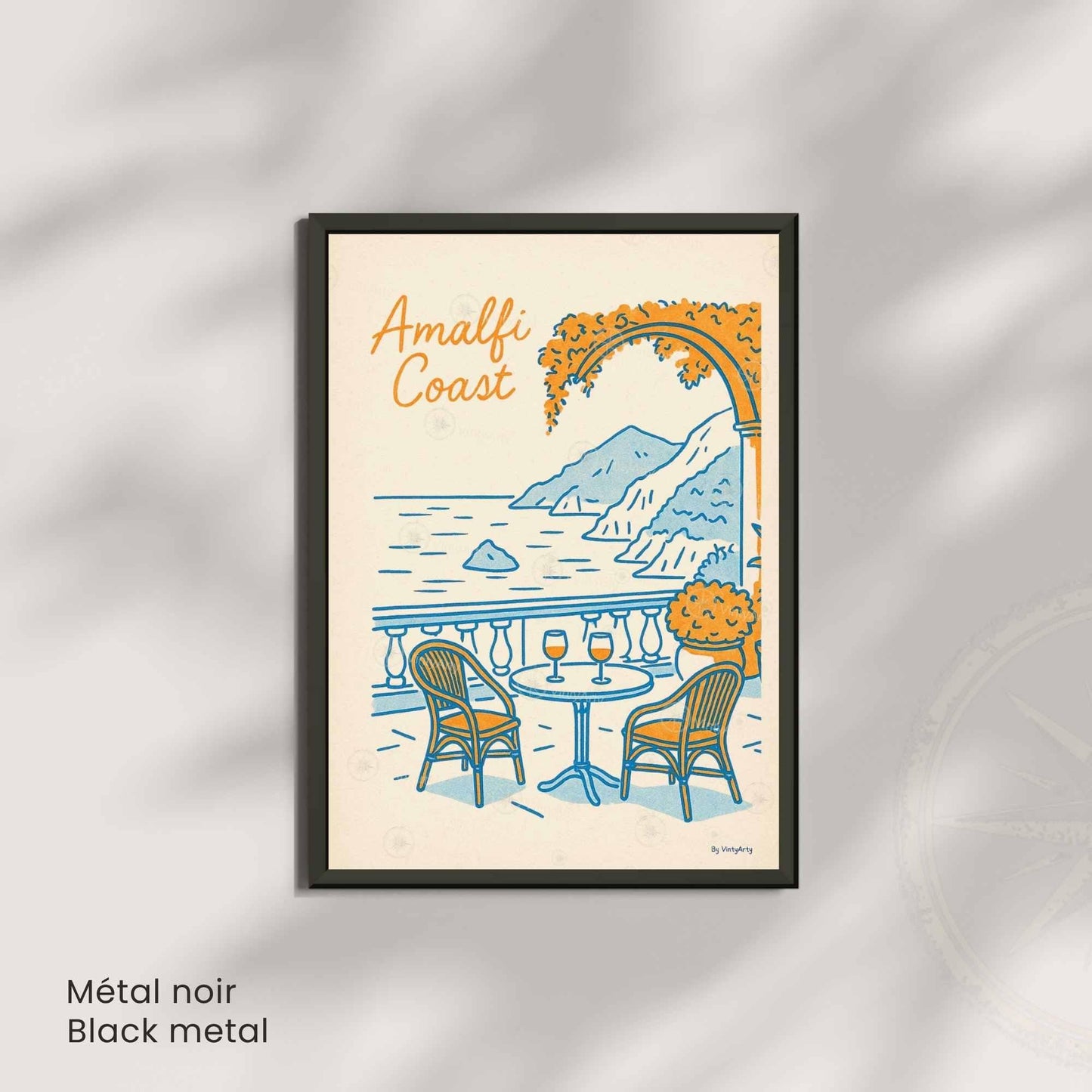 Affiche Côte Amalfitaine | Poster Vintage Italie | Illustration Rétro Amalfi