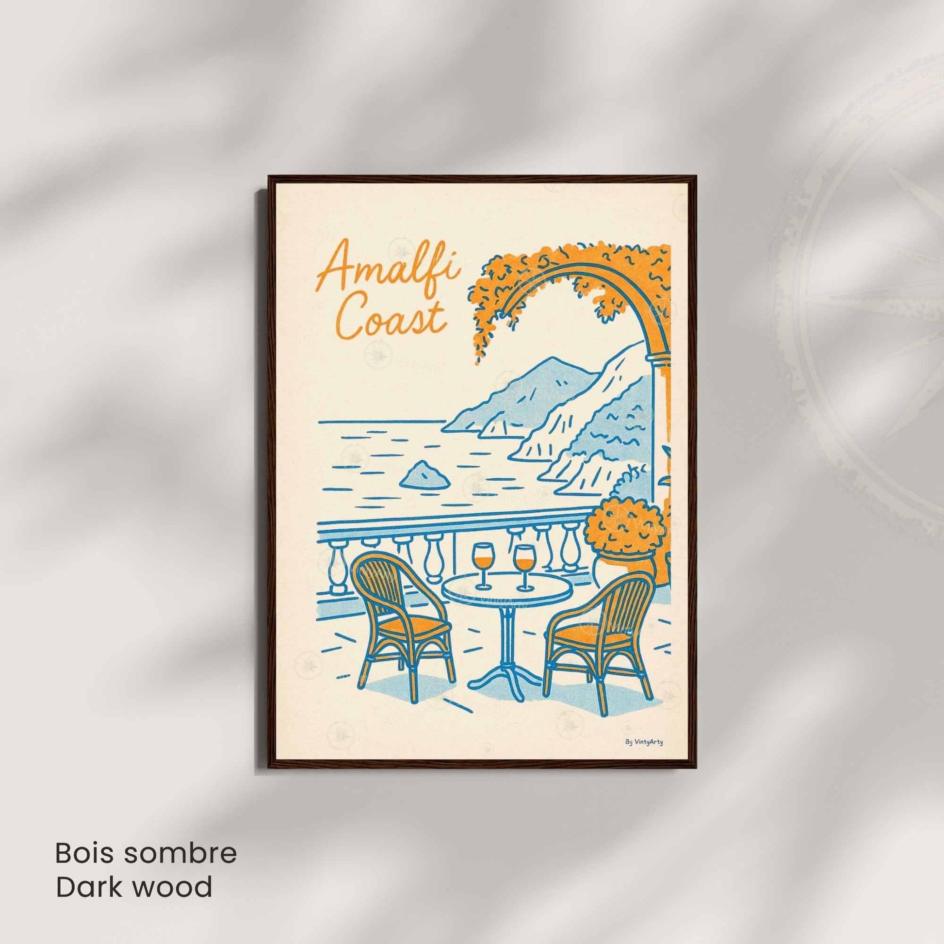 Affiche Côte Amalfitaine | Poster Vintage Italie | Illustration Rétro Amalfi
