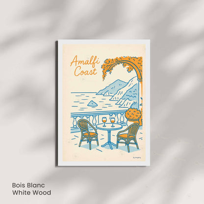 Affiche Côte Amalfitaine | Poster Vintage Italie | Illustration Rétro Amalfi