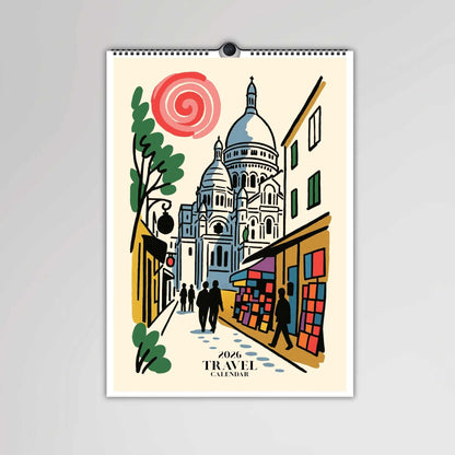 2026 Travel Wall Calendar | 12 World Illustrations | Customizable & Reusable as Posters