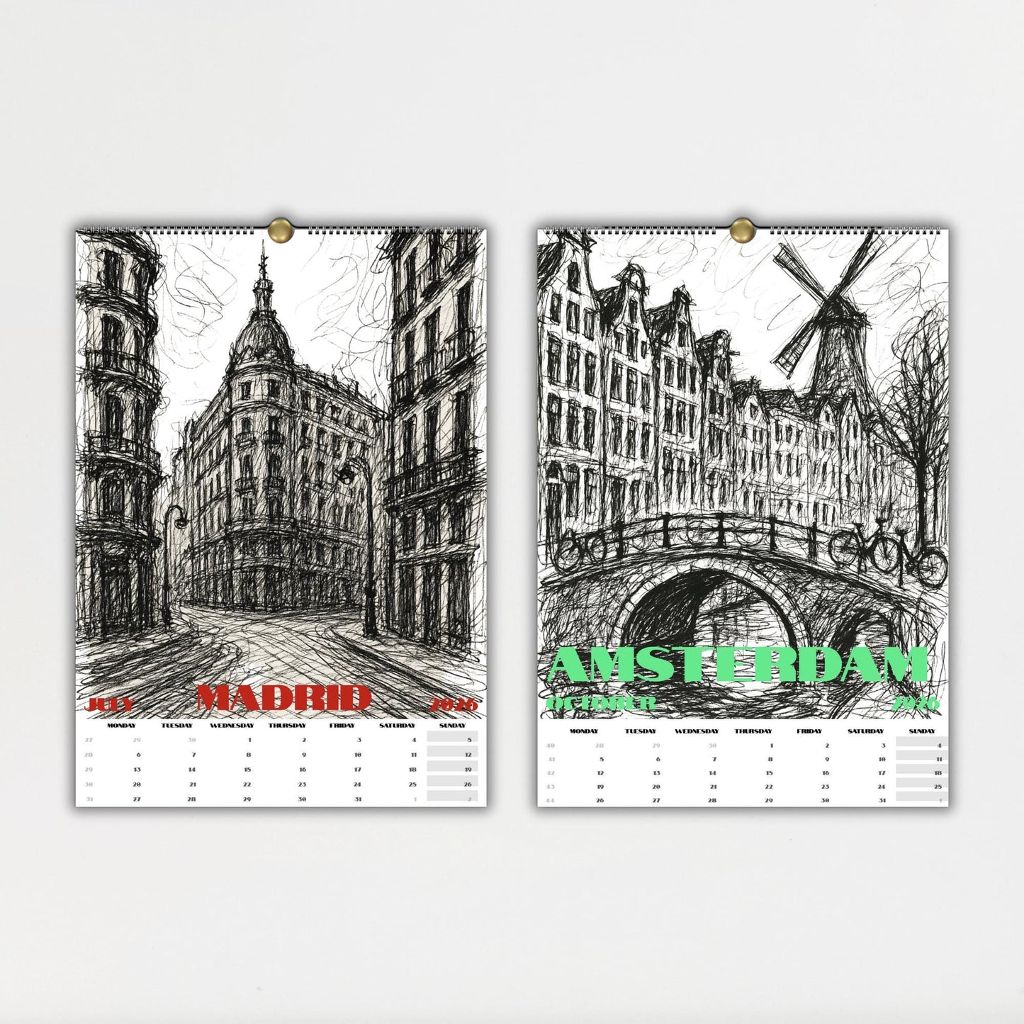 Calendrier Voyage 2026 – Calendrier Villes du Monde – Cadeau Original Minimaliste