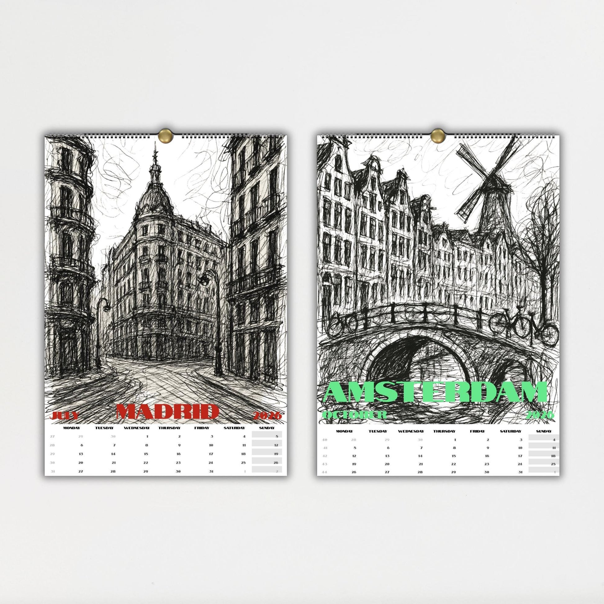 Calendrier Voyage 2026 – Calendrier Villes du Monde – Cadeau Original Minimaliste
