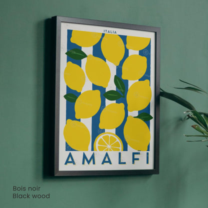 Affiche Amalfi – Poster Citrons Italie – Illustration Graphique Méditerranéenne Vintage - Citron d'Amalfi