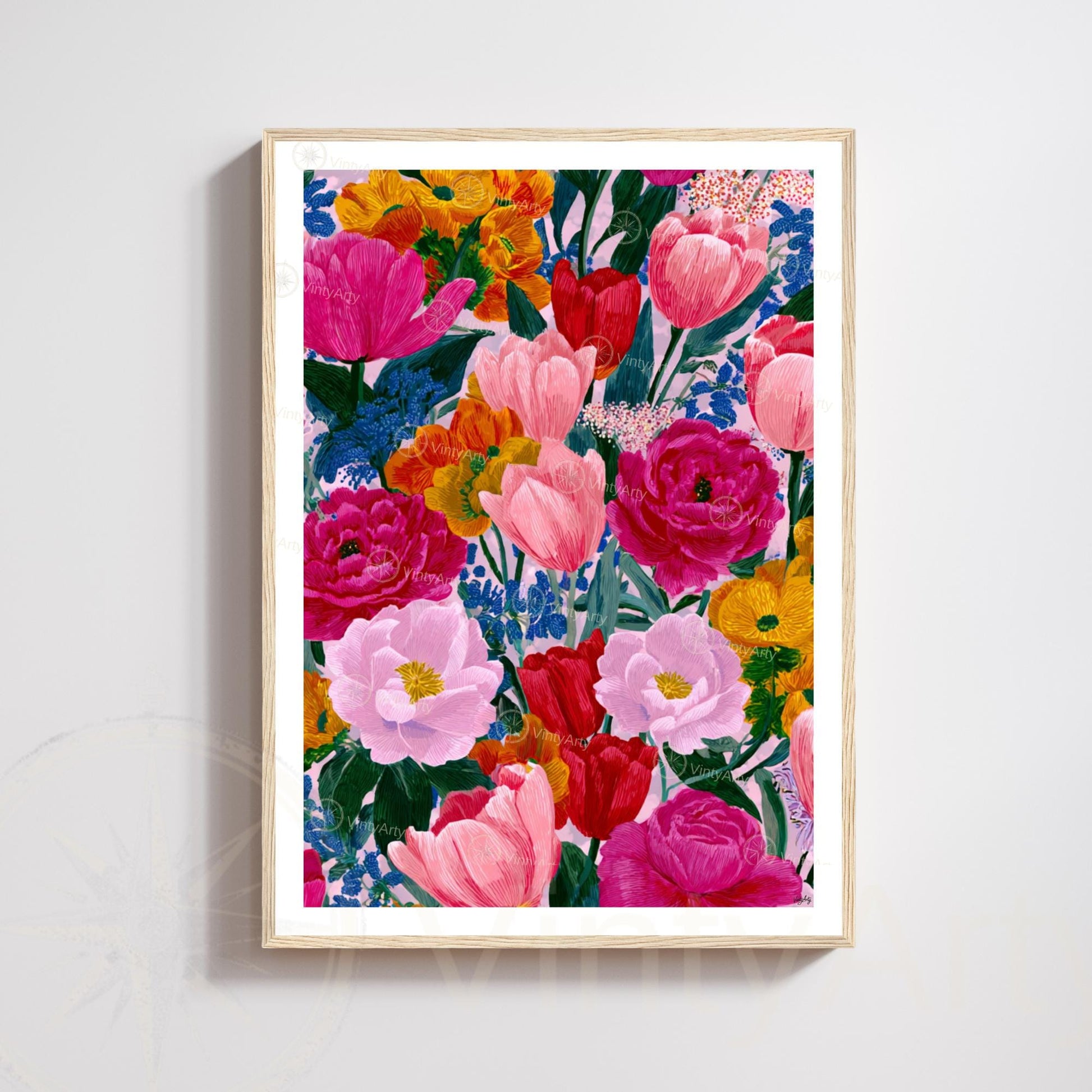 Affiche Fleurs Colorées – Poster Botanique Moderne – Illustration Florale Vibrante