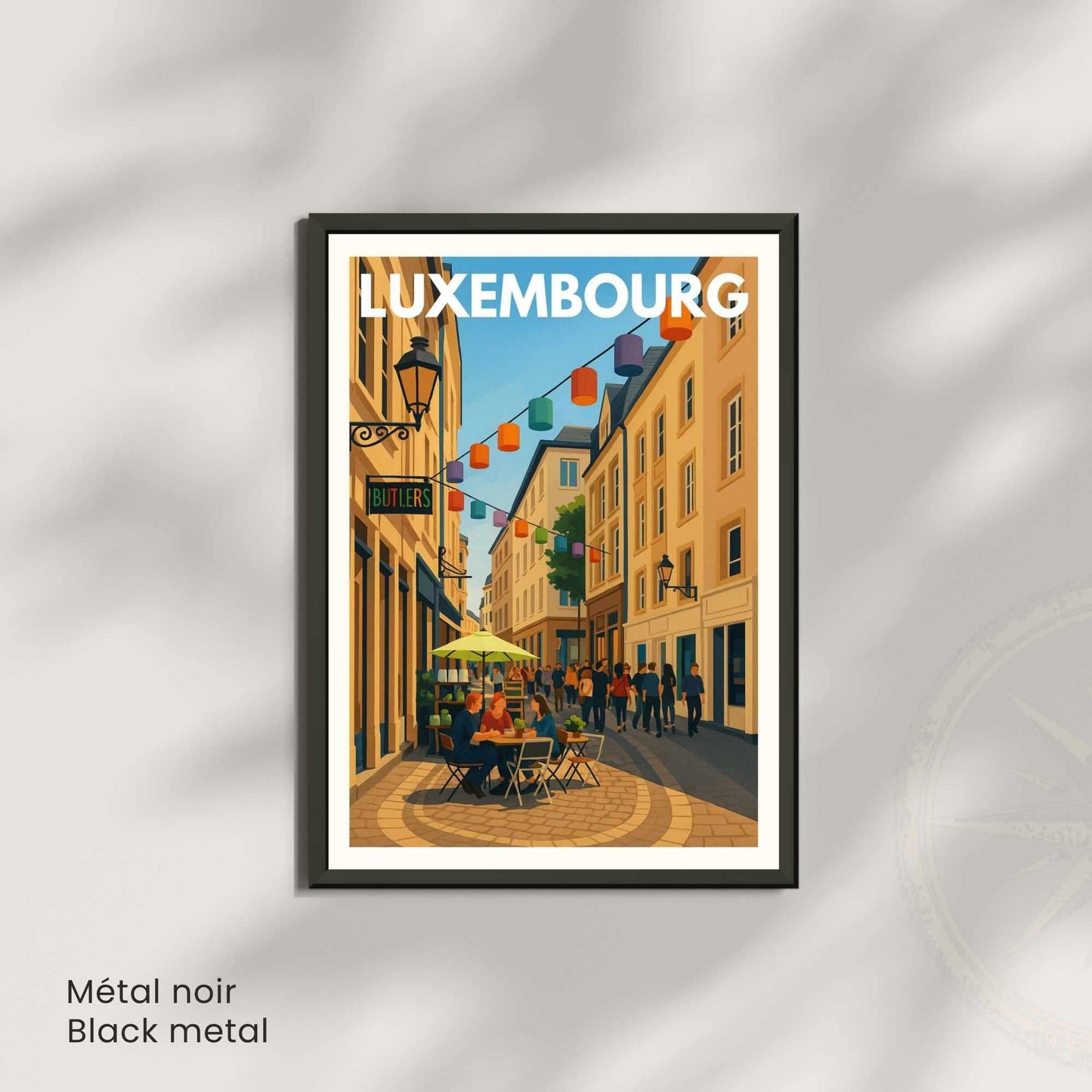 Affiche Luxembourg Ville – Rue animée du centre historique