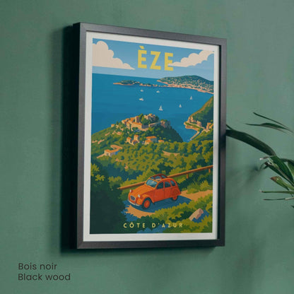 Affiche Èze Côte d’Azur – Vue panoramique sur la Méditerranée - Impression Èze