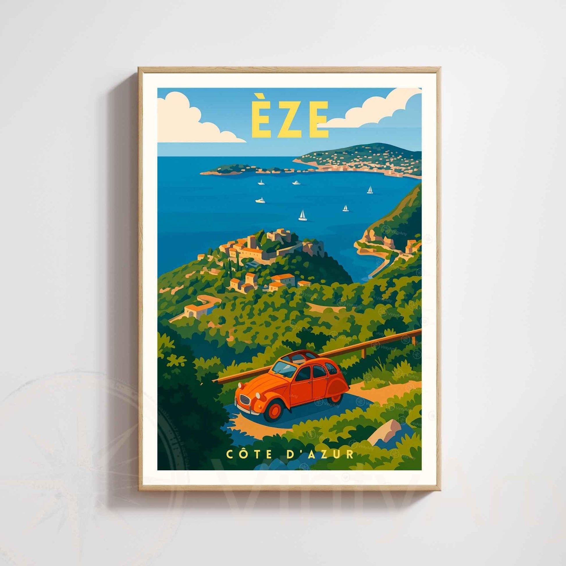 Affiche Èze Côte d’Azur – Vue panoramique sur la Méditerranée - Impression Èze