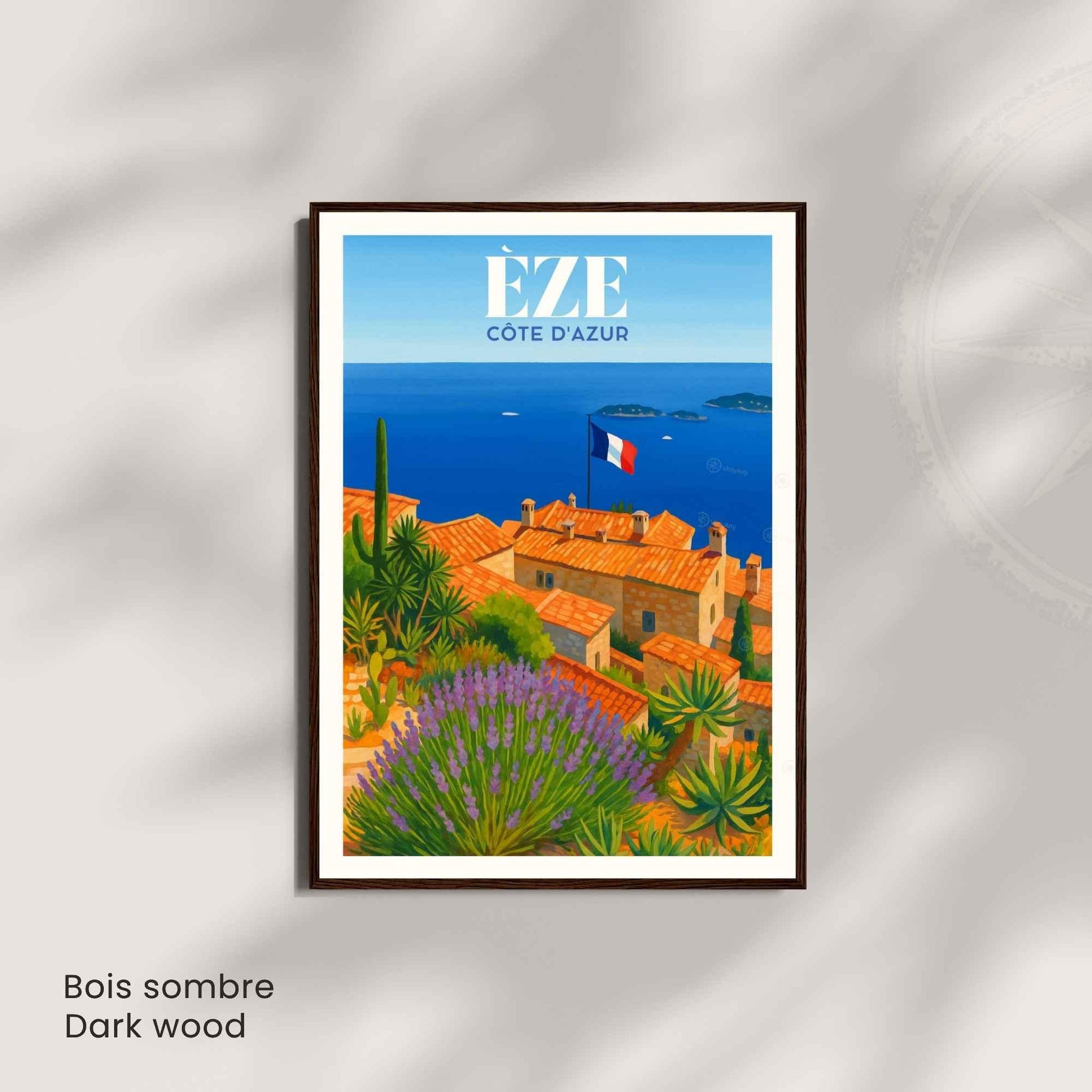 Affiche Èze, Côte d’Azur – Vue sur les toits et la Méditerranée - Affiche Côte d’Azur