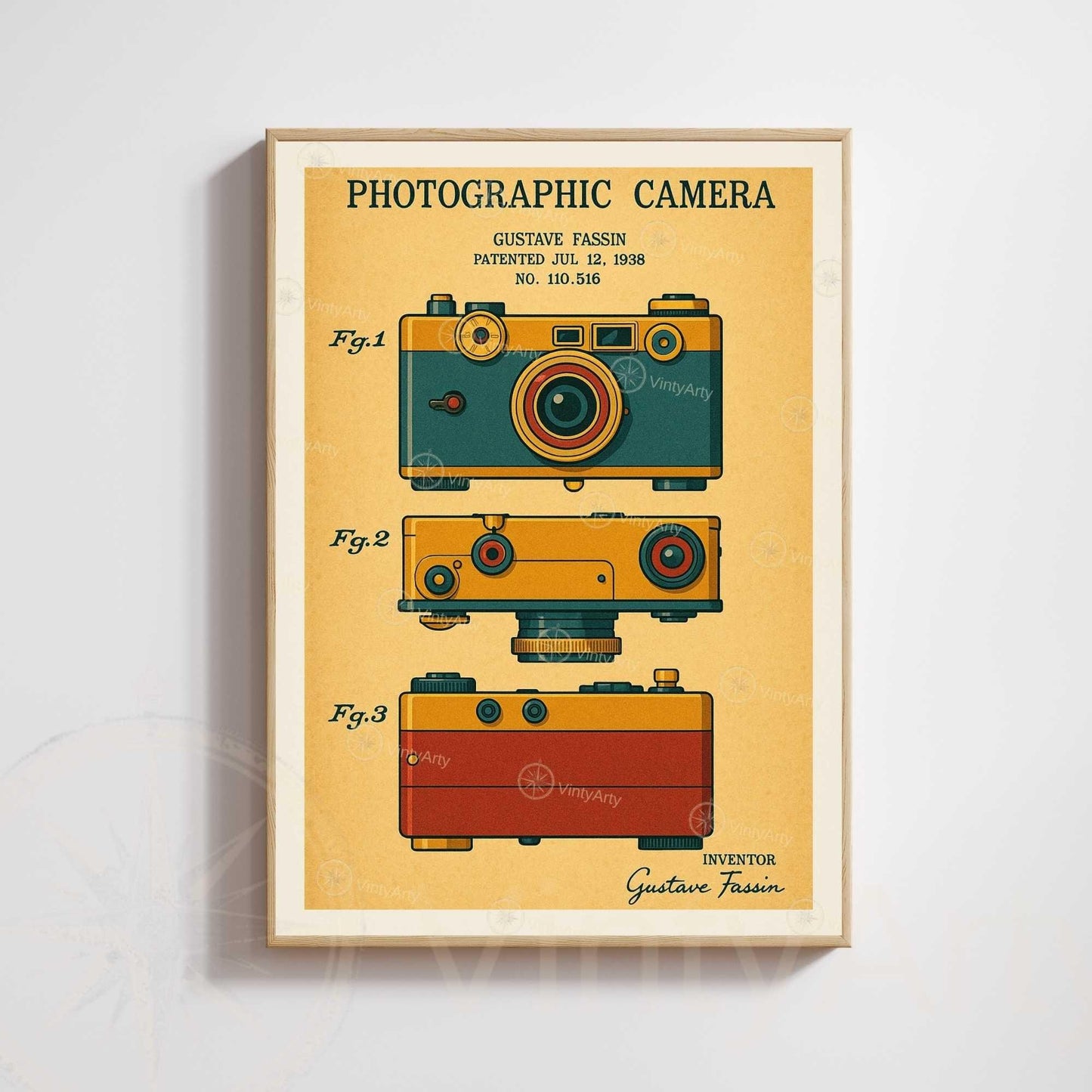 Affiche Vintage Appareil Photo – Brevet Photographique 1938 | Poster Rétro Photographie Industrielle