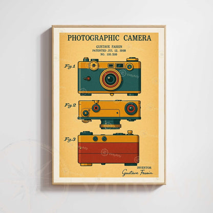 Affiche Vintage Appareil Photo – Brevet Photographique 1938 | Poster Rétro Photographie Industrielle
