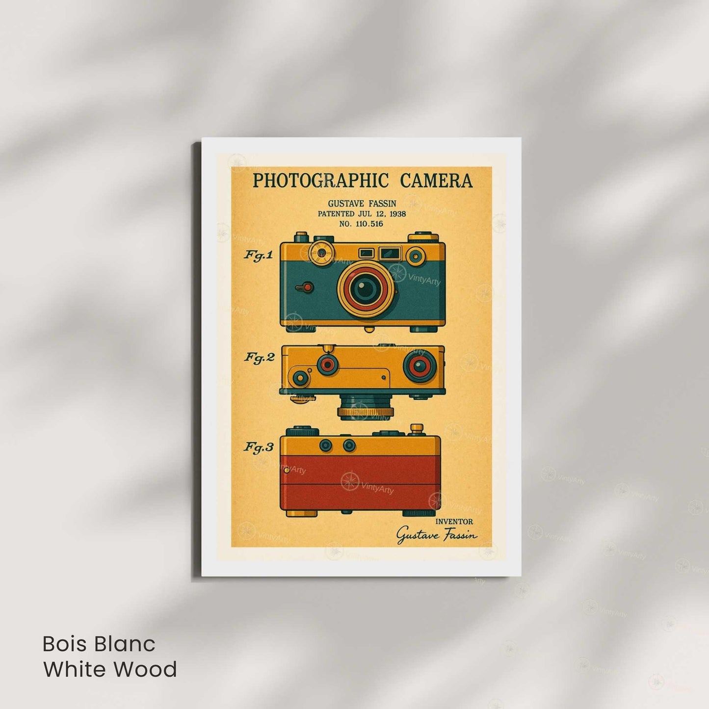 Affiche Vintage Appareil Photo – Brevet Photographique 1938 | Poster Rétro Photographie Industrielle