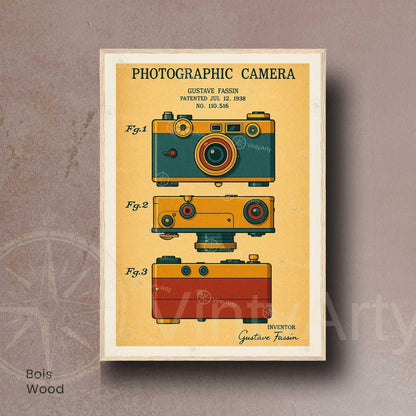 Affiche Vintage Appareil Photo – Brevet Photographique 1938 | Poster Rétro Photographie Industrielle