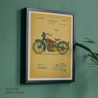 Affiche Brevet Moto Vintage – Poster Technique 1928 | Décoration Industrielle & Mécanique Rétro