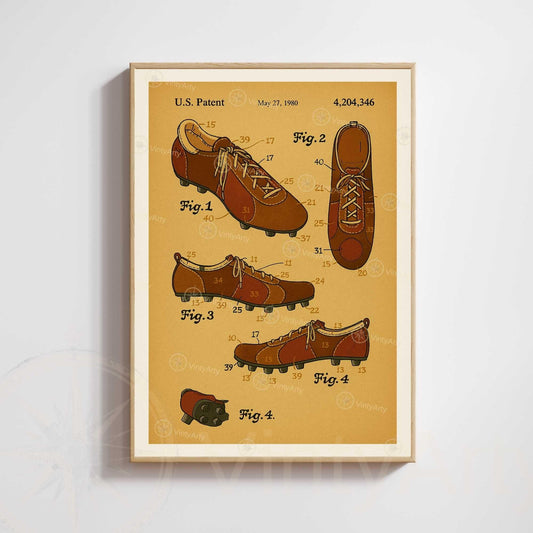 Affiche Brevet Chaussures de Sport Vintage – Poster Technique 1980 | Art Industriel & Design Sportif