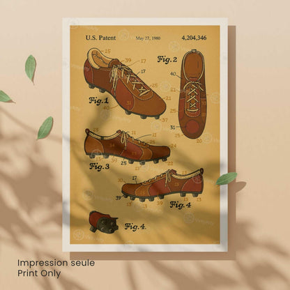 Affiche Brevet Chaussures de Sport Vintage – Poster Technique 1980 | Art Industriel & Design Sportif