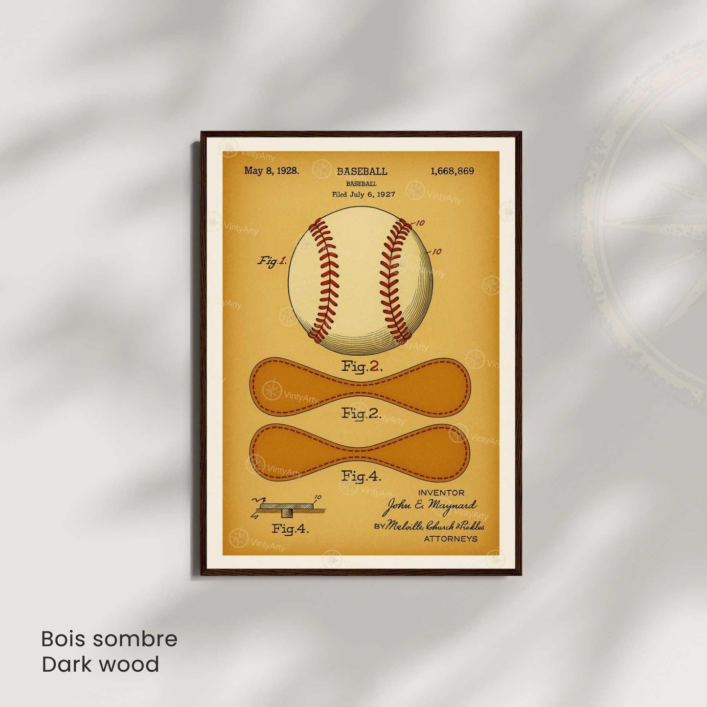Affiche Brevet Balle de Baseball Vintage – Poster Sportif 1928 | Art Industriel & Décoration Rétro