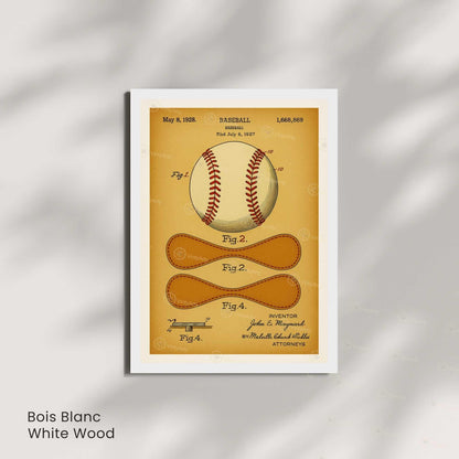 Affiche Brevet Balle de Baseball Vintage – Poster Sportif 1928 | Art Industriel & Décoration Rétro
