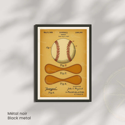 Affiche Brevet Balle de Baseball Vintage – Poster Sportif 1928 | Art Industriel & Décoration Rétro