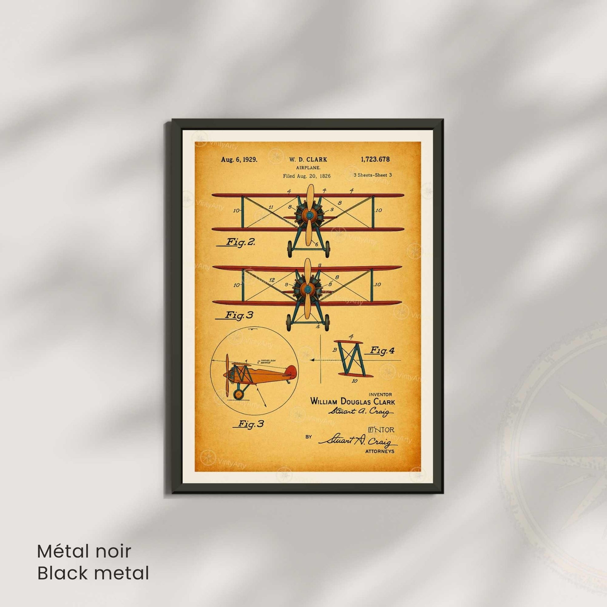Affiche Brevet Avion Vintage – Poster Aéronautique 1929 | Art Industriel & Décoration Technique
