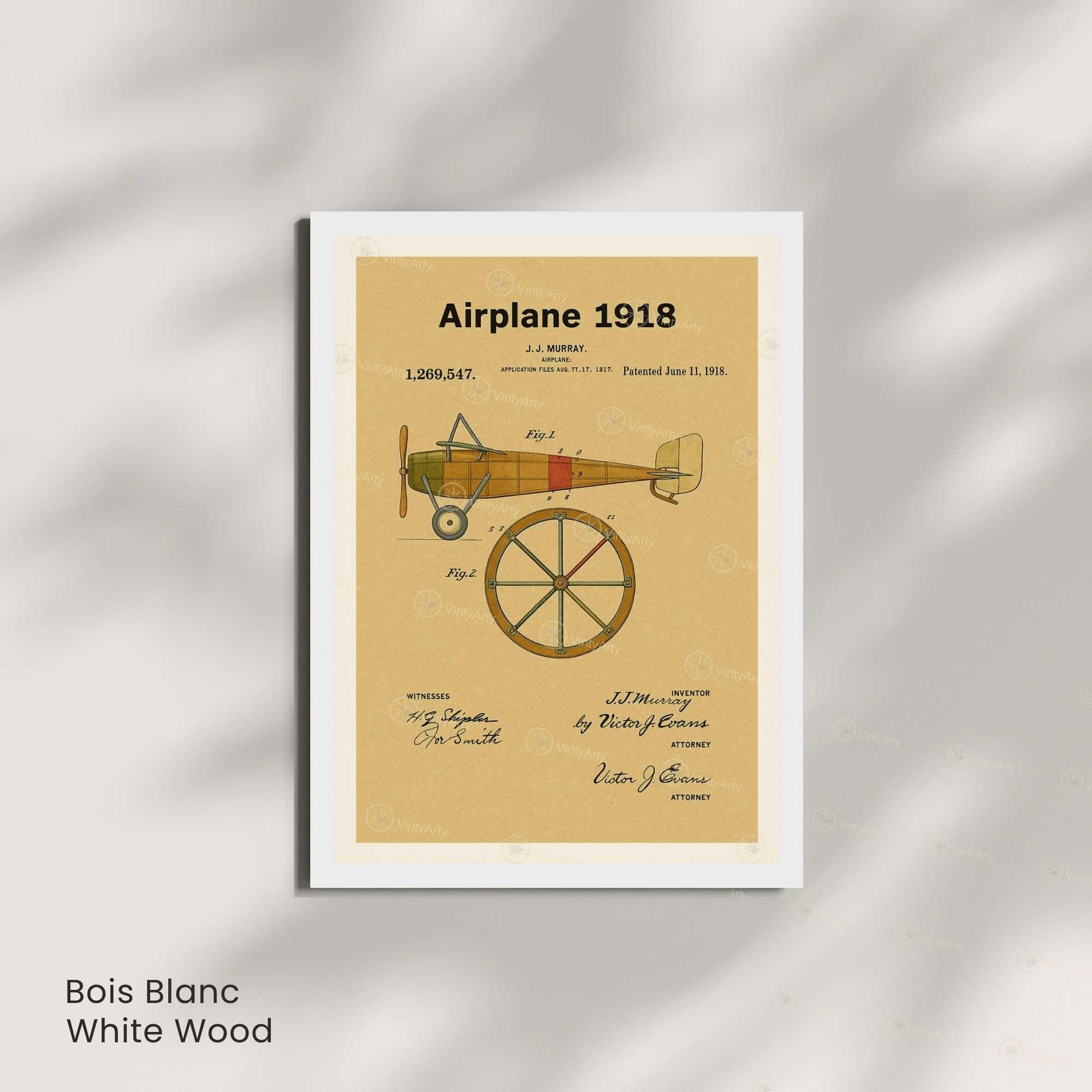 Affiche Brevet Avion Vintage – Poster Aéronautique 1918 | Art Industriel & Décoration Rétro