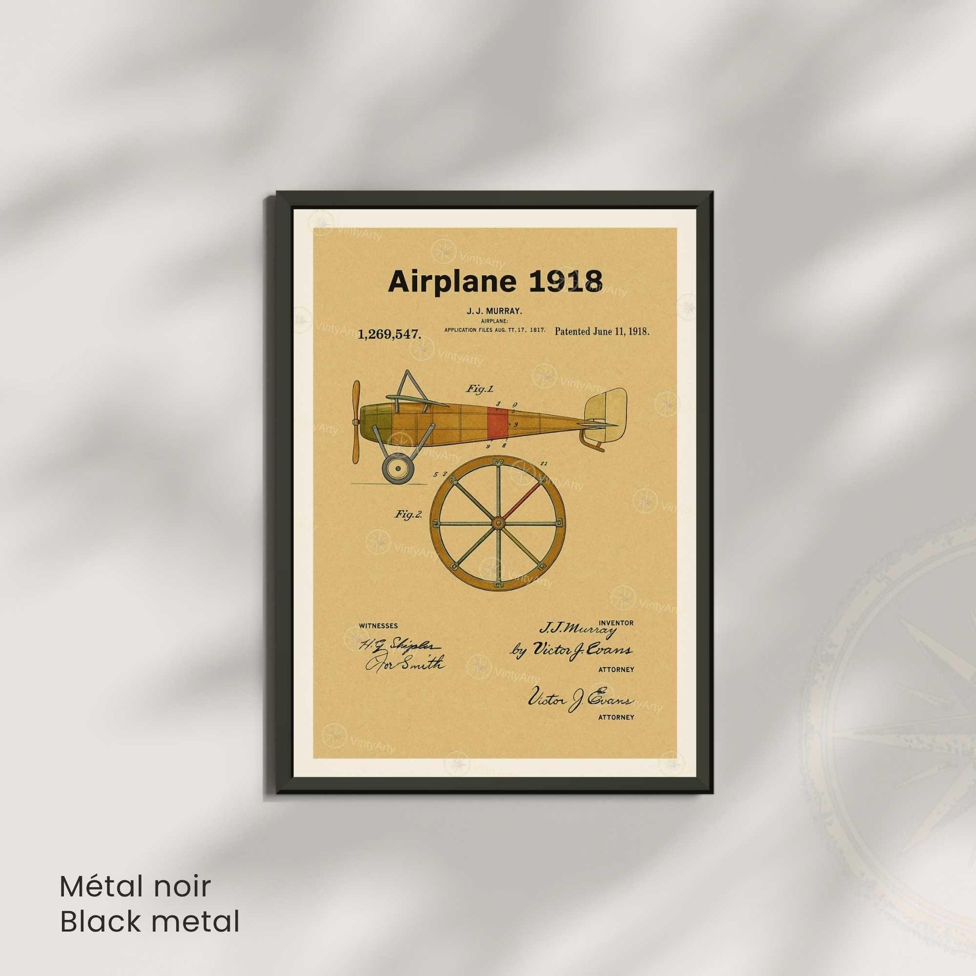 Affiche Brevet Avion Vintage – Poster Aéronautique 1918 | Art Industriel & Décoration Rétro