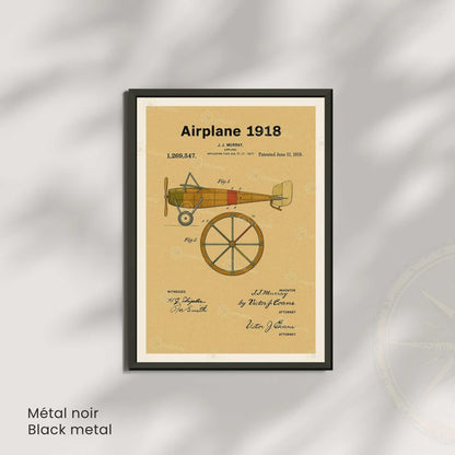 Affiche Brevet Avion Vintage – Poster Aéronautique 1918 | Art Industriel & Décoration Rétro