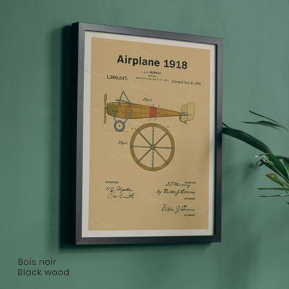 Affiche Brevet Avion Vintage – Poster Aéronautique 1918 | Art Industriel & Décoration Rétro
