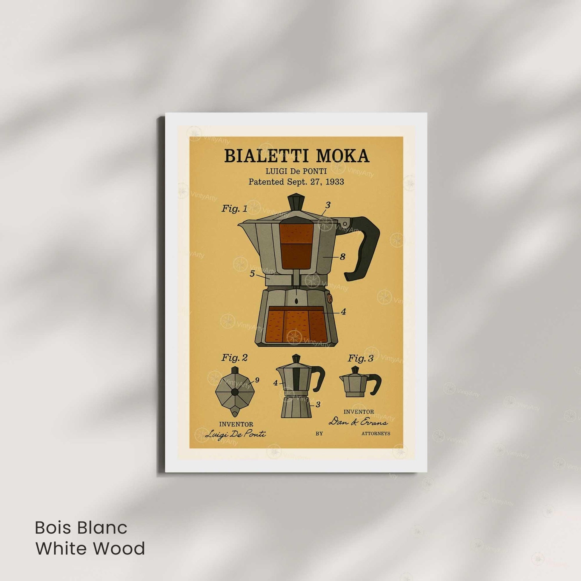 Affiche Brevet Cafetière Italienne – Poster Vintage Moka 1933 | Art Industriel & Design Café