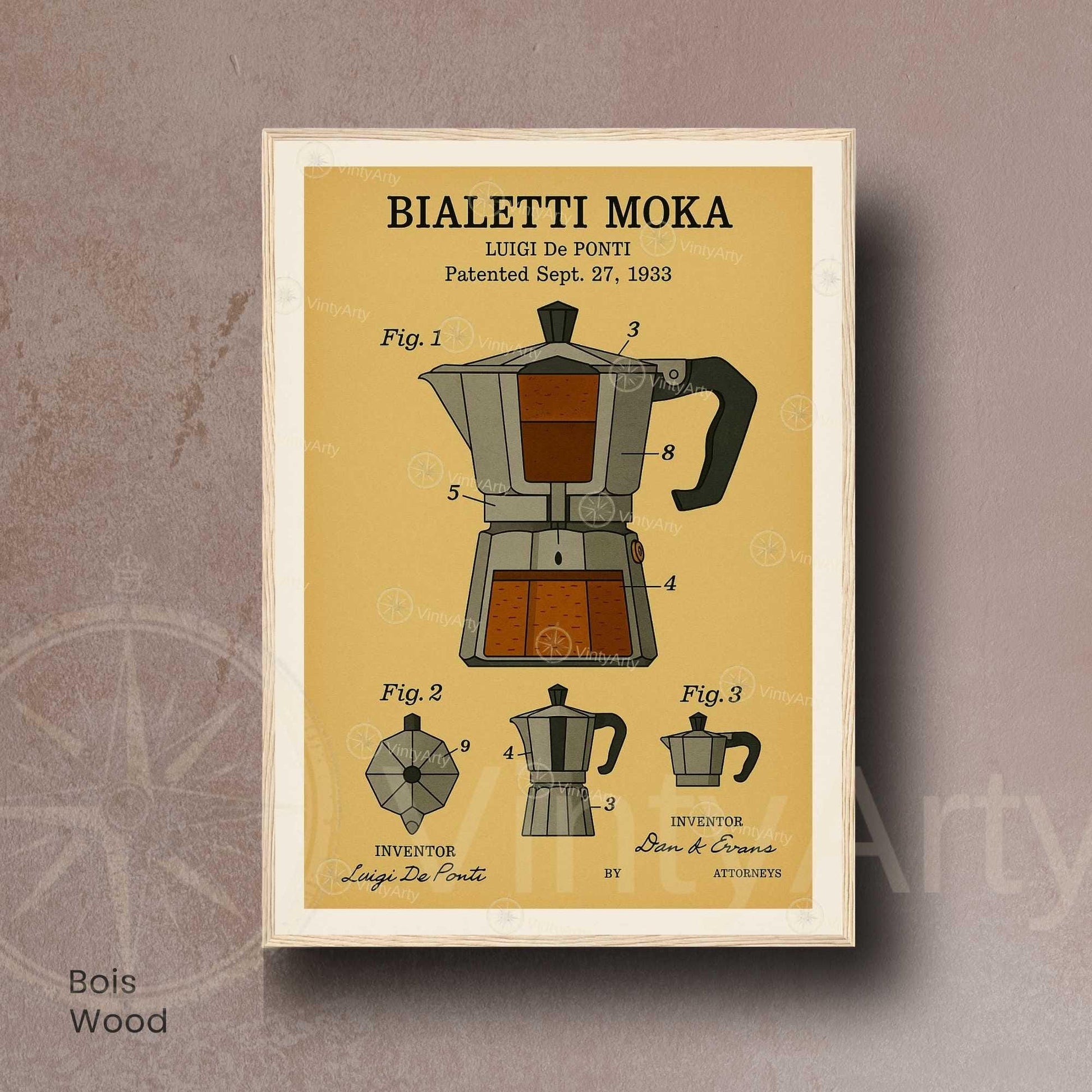 Affiche Brevet Cafetière Italienne – Poster Vintage Moka 1933 | Art Industriel & Design Café