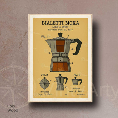 Affiche Brevet Cafetière Italienne – Poster Vintage Moka 1933 | Art Industriel & Design Café