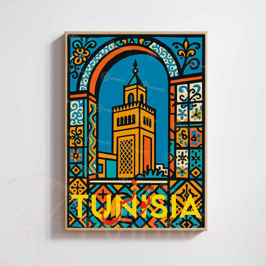 Affiche Tunisie – Poster Voyage Coloré | Art Méditerranéen & Décoration Murale Tunisienne
