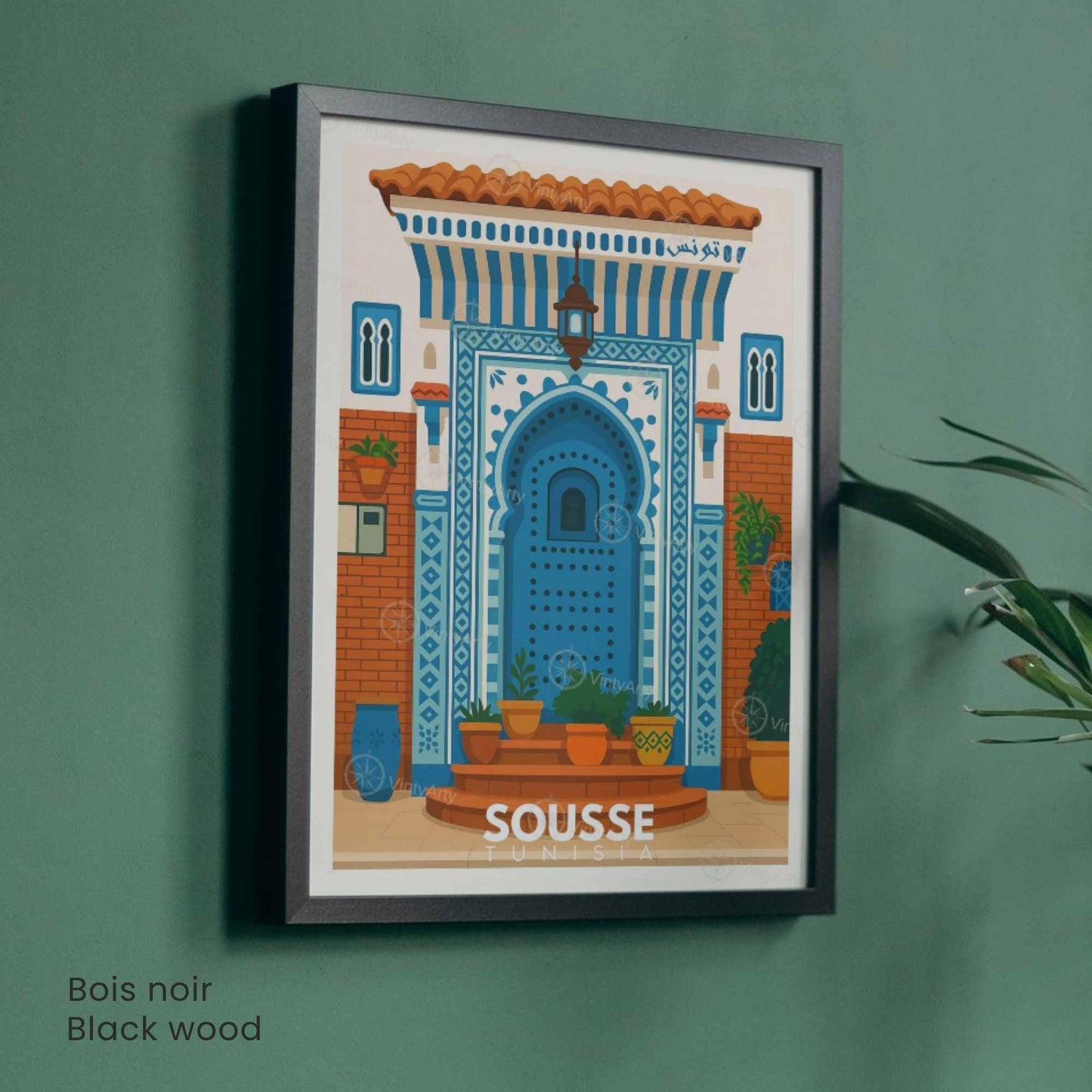 Affiche Sousse – Porte Bleue Tunisienne | Art Méditerranéen & Décoration Murale Tunisie