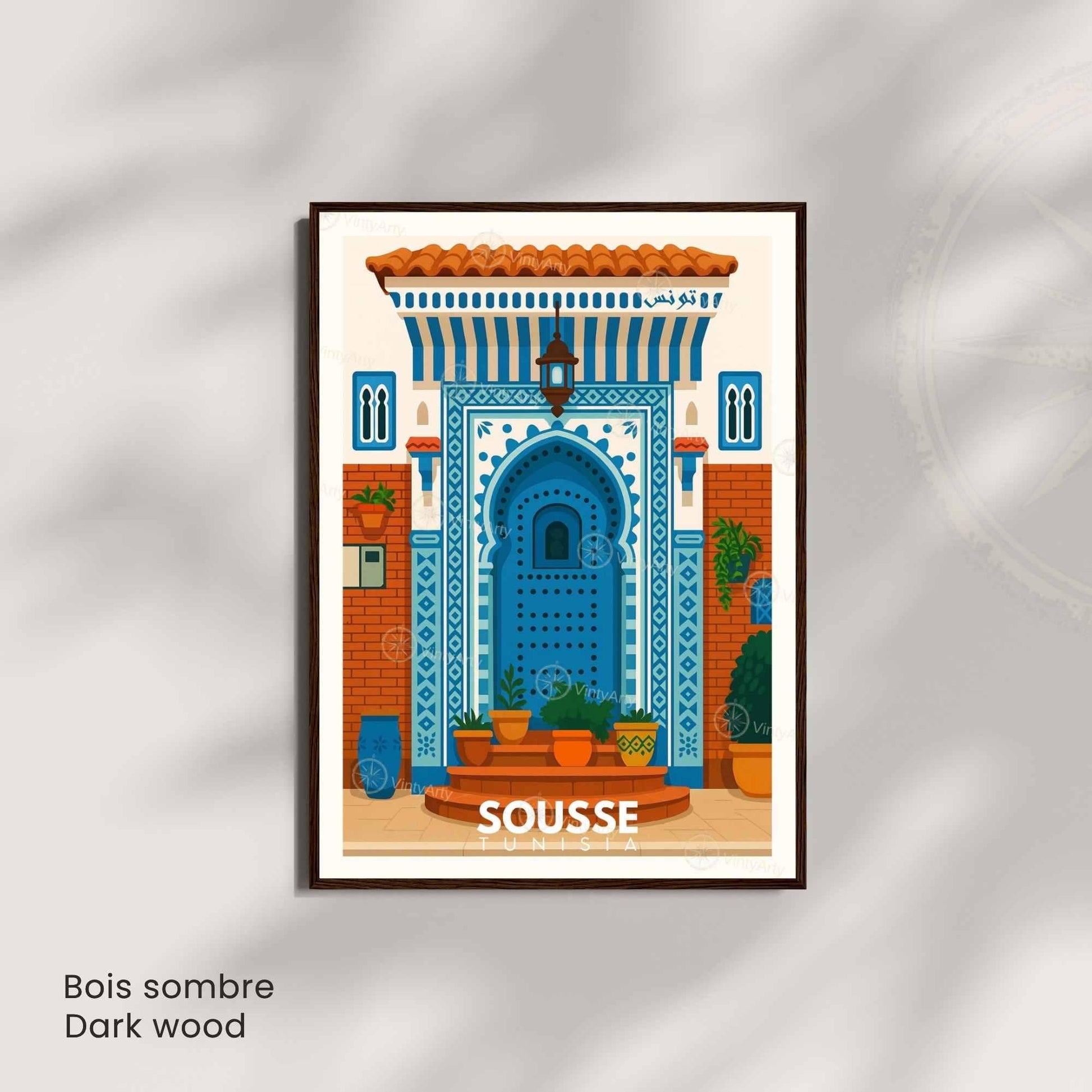 Affiche Sousse – Porte Bleue Tunisienne | Art Méditerranéen & Décoration Murale Tunisie