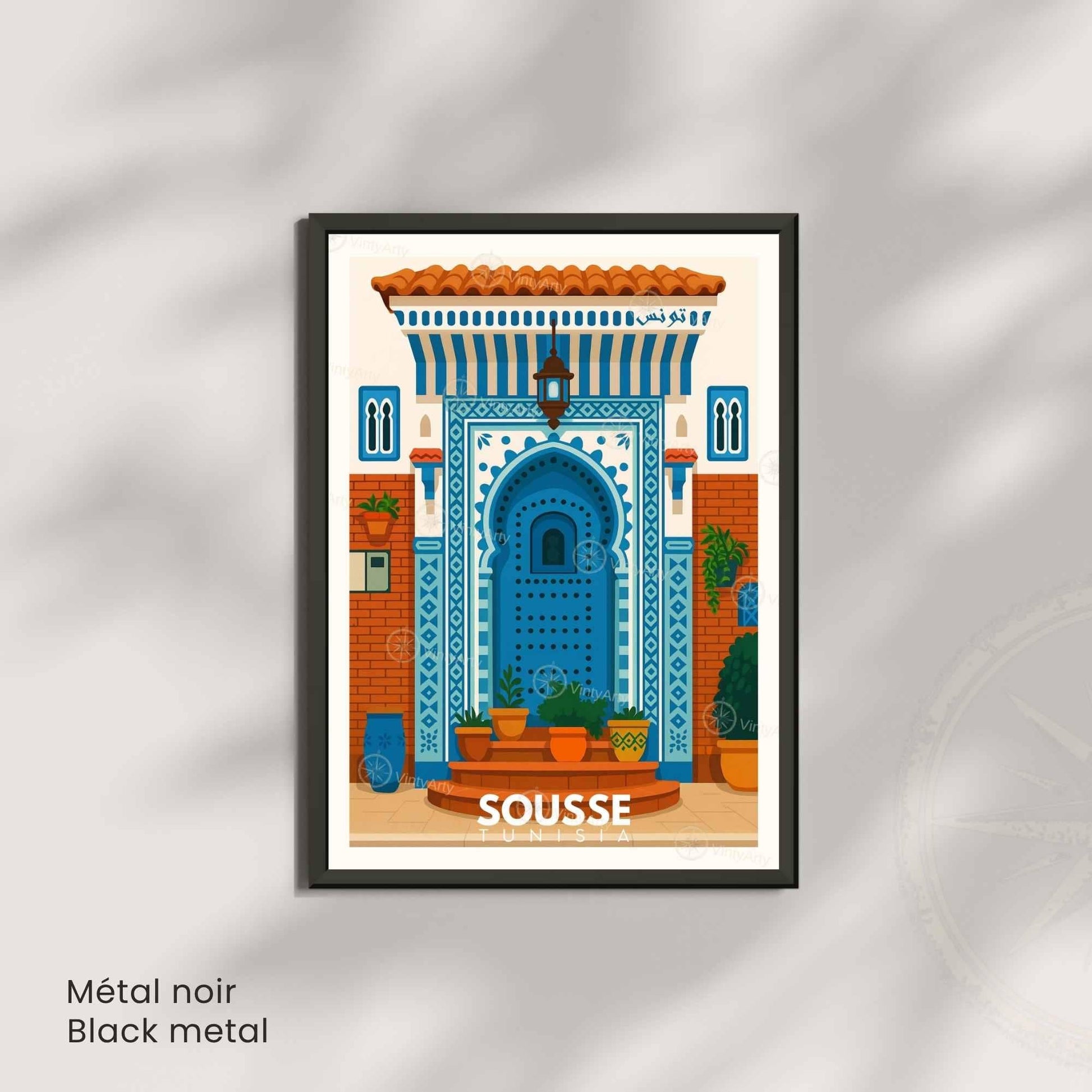 Affiche Sousse – Porte Bleue Tunisienne | Art Méditerranéen & Décoration Murale Tunisie