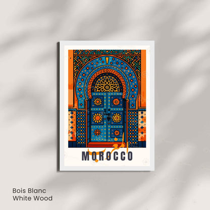 Affiche Maroc – Porte Bleue et Oranges | Art Oriental Marocain - Décoration Murale Marocaine