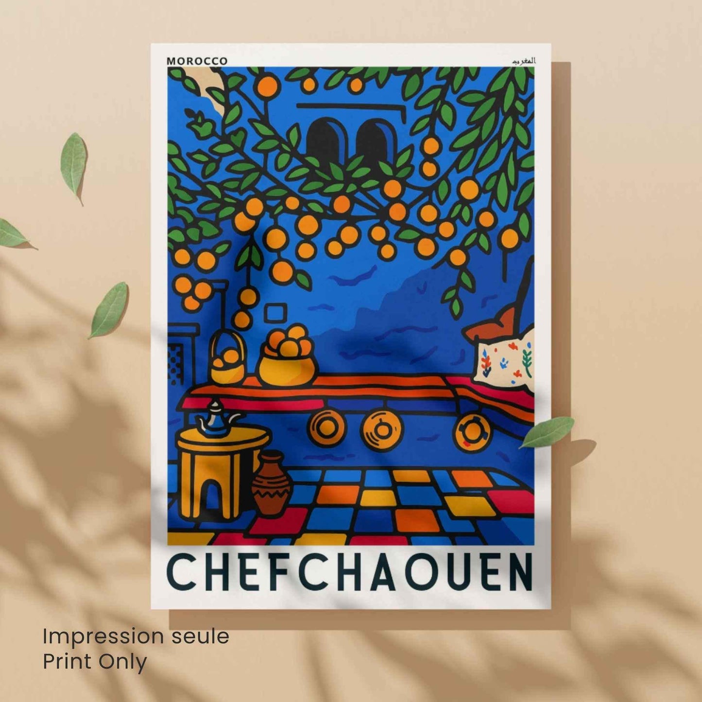 Affiche de voyage Chefchaouen – poster Maroc | Affiche Maroc et Art Oriental
