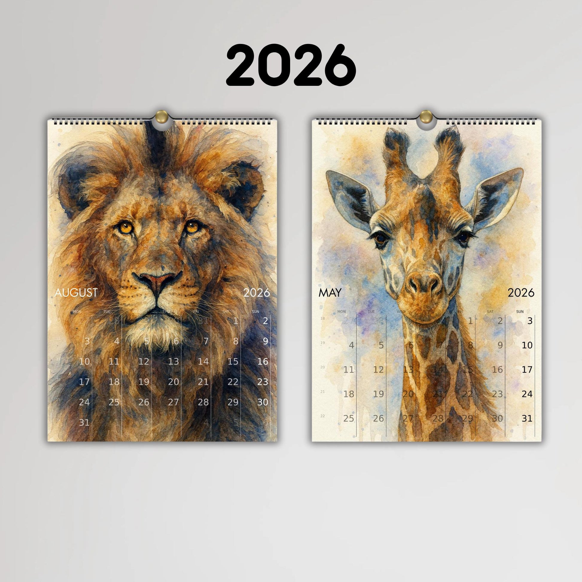 Calendrier mural 2026 Animaux du Monde | Calendrier 2026 | Calendrier animaux