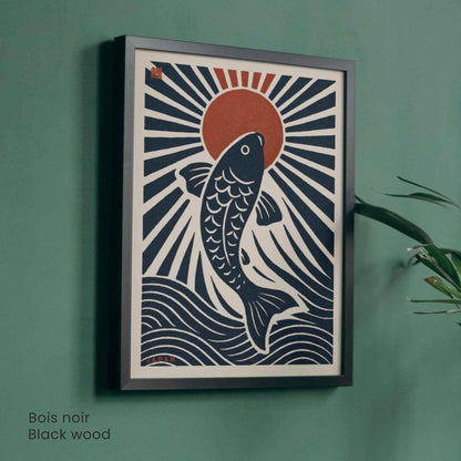 Affiche Koi Japon – Soleil Levant | Art Japonais Minimaliste & Symbolique