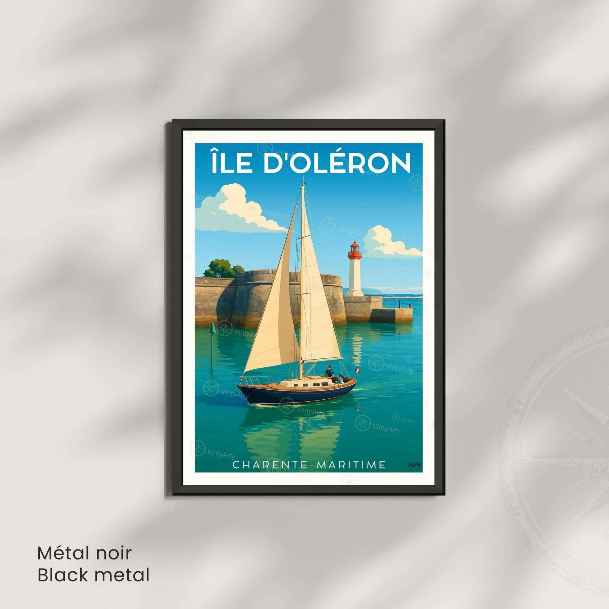 Affiche Île d’Oléron – Voilier & Phare du Port | Affiche Côte Atlantique Charente-Maritime