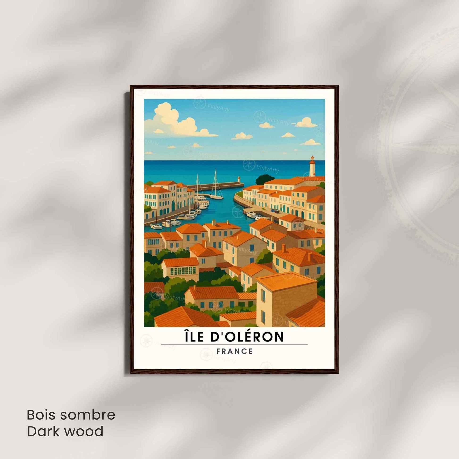 Affiche Île d’Oléron – Vue sur le Port et les Toits | Affiche Côte Atlantique – Charente-Maritime