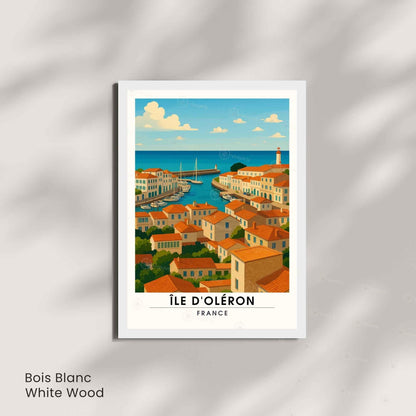 Affiche Île d’Oléron – Vue sur le Port et les Toits | Affiche Côte Atlantique – Charente-Maritime