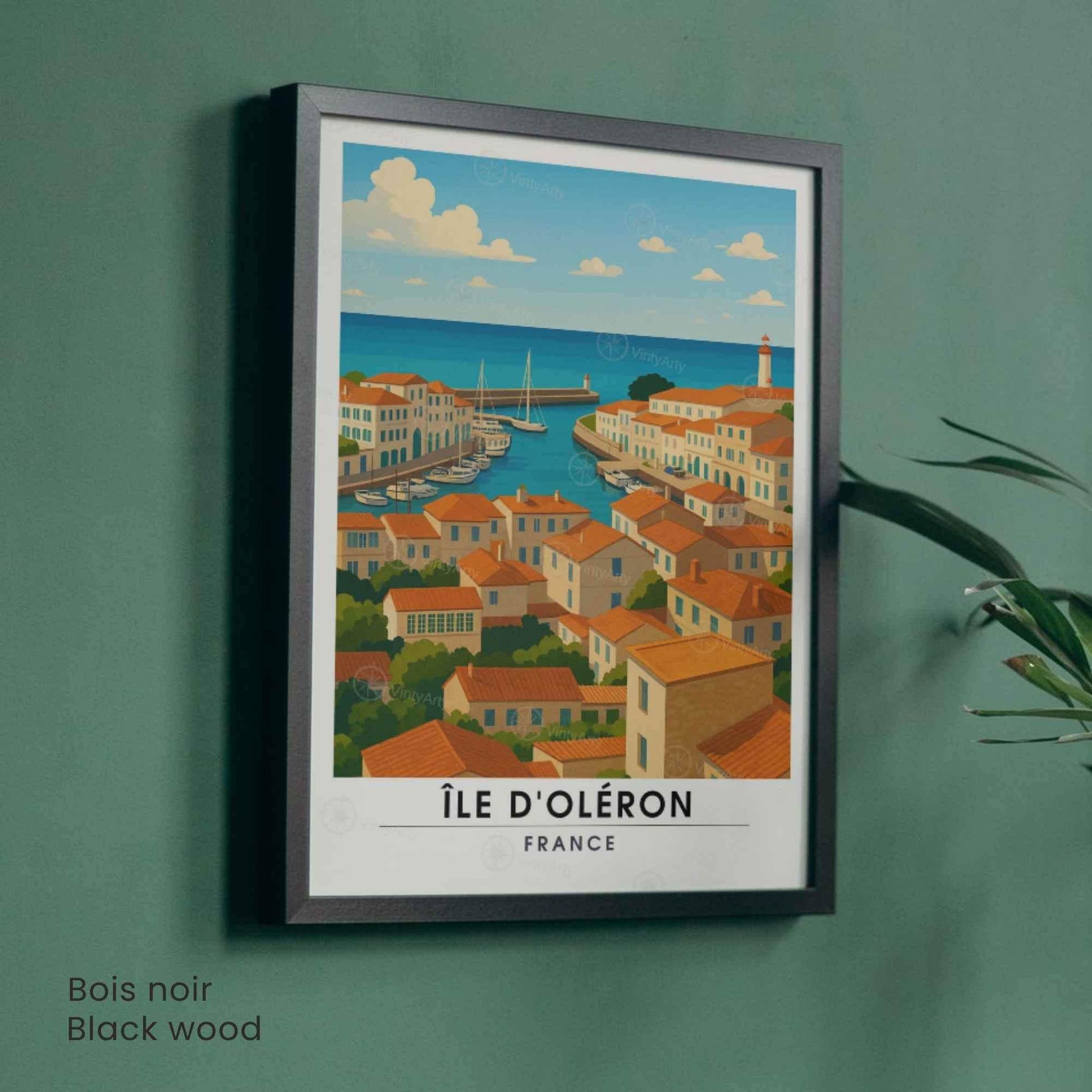 Affiche Île d’Oléron – Vue sur le Port et les Toits | Affiche Côte Atlantique – Charente-Maritime