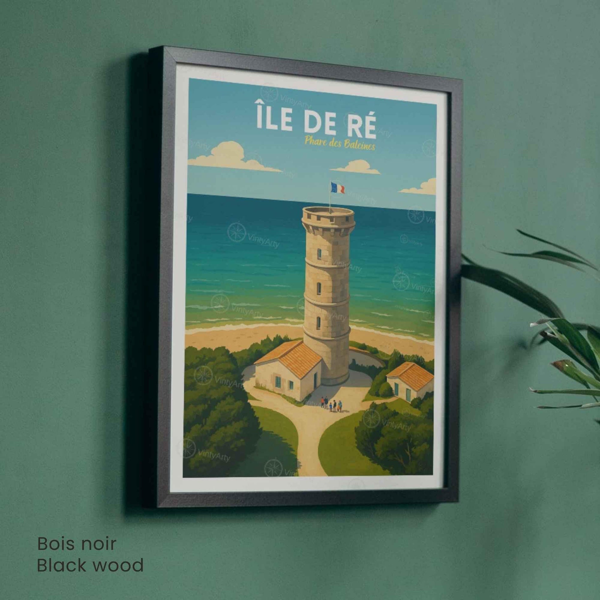 Affiche Île de Ré – Phare des Baleines | Affiche Vintage Charente-Maritime – Côte Atlantique