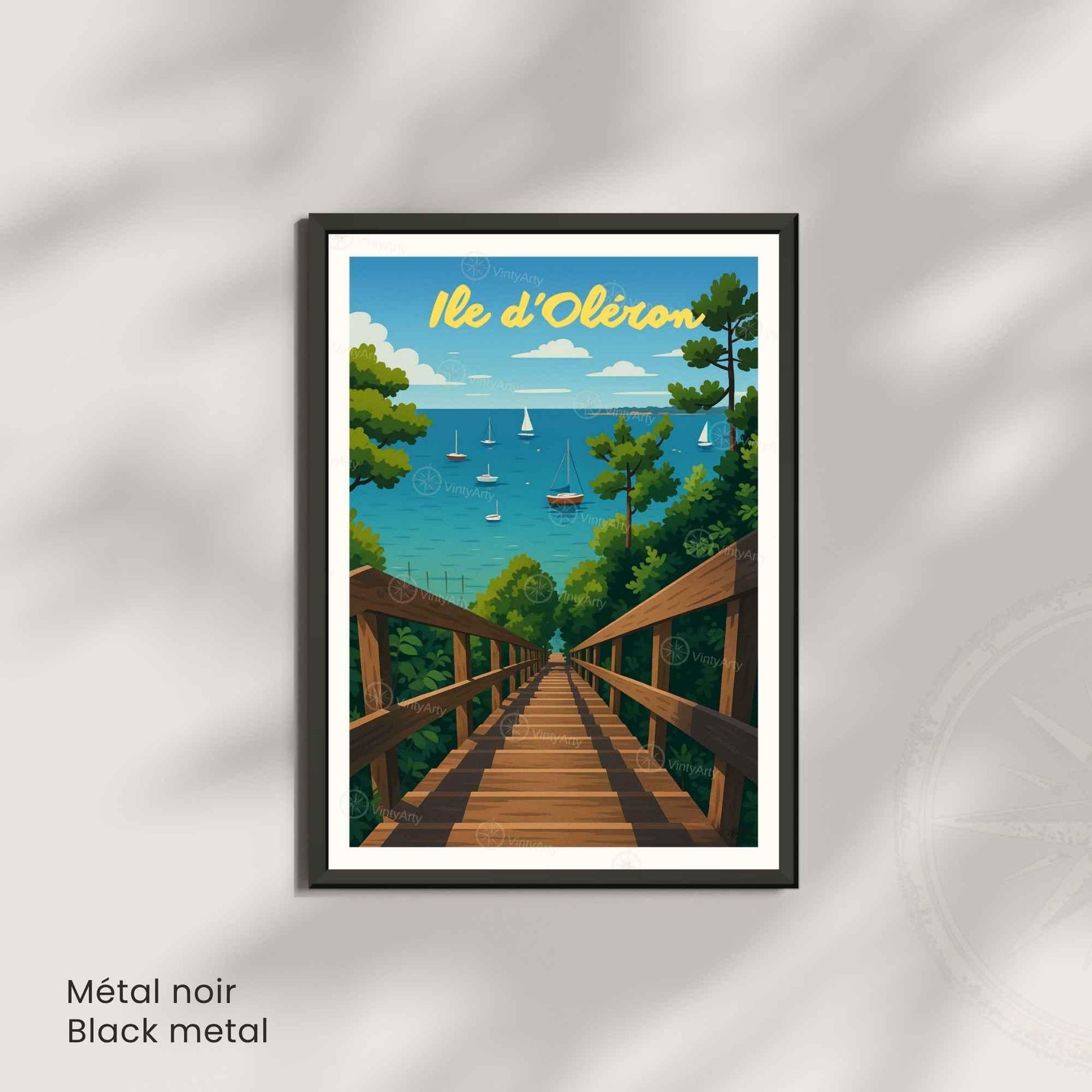 Affiche Île d’Oléron – Vue sur la mer et les voiliers | Affiche Vintage Côte Atlantique – France