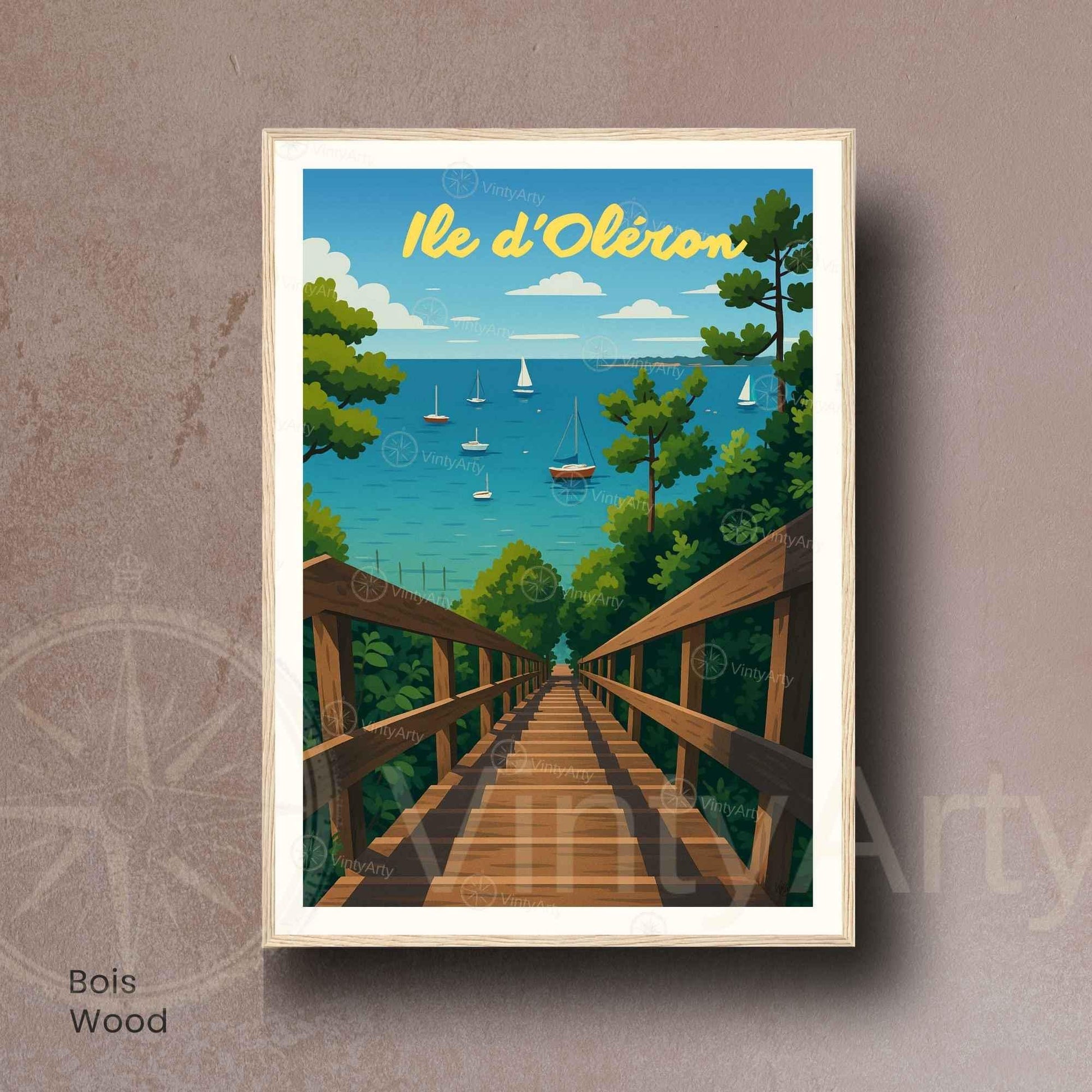 Affiche Île d’Oléron – Vue sur la mer et les voiliers | Affiche Vintage Côte Atlantique – France